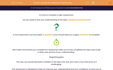 'Assessment: Reading Comprehension' worksheet