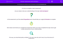 'Assessment: Earth and Space' worksheet