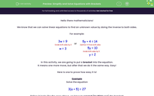 'Simplify and Solve Equations with Brackets' worksheet