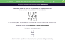 'Read, Write, and Match Roman Numerals up to 50' worksheet