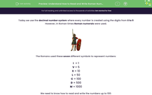 'Understand How to Read and Write Roman Numerals' worksheet