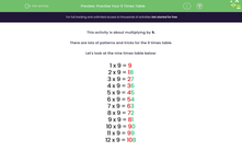 ' Practise Your 9 Times Table' worksheet