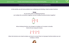 'Solve Problems by Multiplying and Dividing Mixed Number Fractions' worksheet