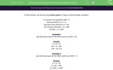 'Practise Using Factor Pairs to Solve Division Problems' worksheet
