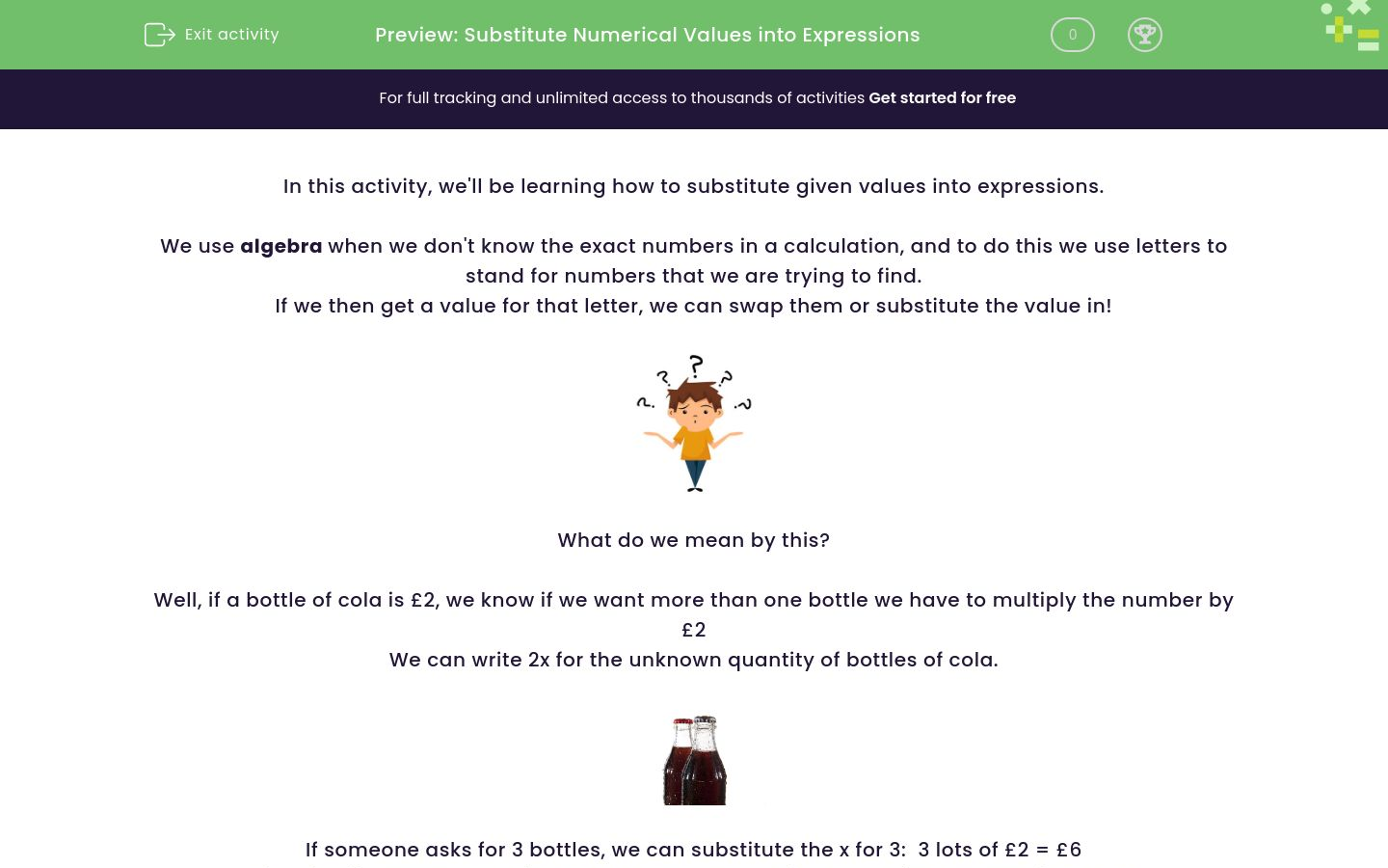 Substitute Numerical Values into Expressions Worksheet - EdPlace
