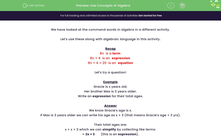 'Use Concepts of Algebra' worksheet