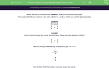 'Add and Subtract Mixed Number Fractions with the Same Denominator' worksheet