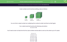 'Identify and Memorise Cube Numbers' worksheet