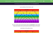 'Find Equivalent Fractions Using a Fraction Wall' worksheet