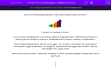 'Practise Identifying Atoms and Molecules in Diagrams' worksheet