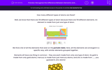 'Recognise the Difference Between Elements and Compounds' worksheet