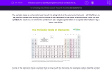 'Learn to Identify Simple Chemical Symbols for Elements and Molecules' worksheet