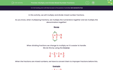 'Multiply and Divide Mixed Number Fractions' worksheet