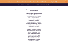 'Interpret a Poem: 'The Charge of the Light Brigade'' worksheet