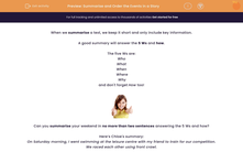'Summarise and Order the Events in a Story' worksheet