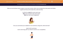 'Use Who, What and Why to Summarise Texts' worksheet