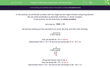'Understand Long Division with Remainders' worksheet