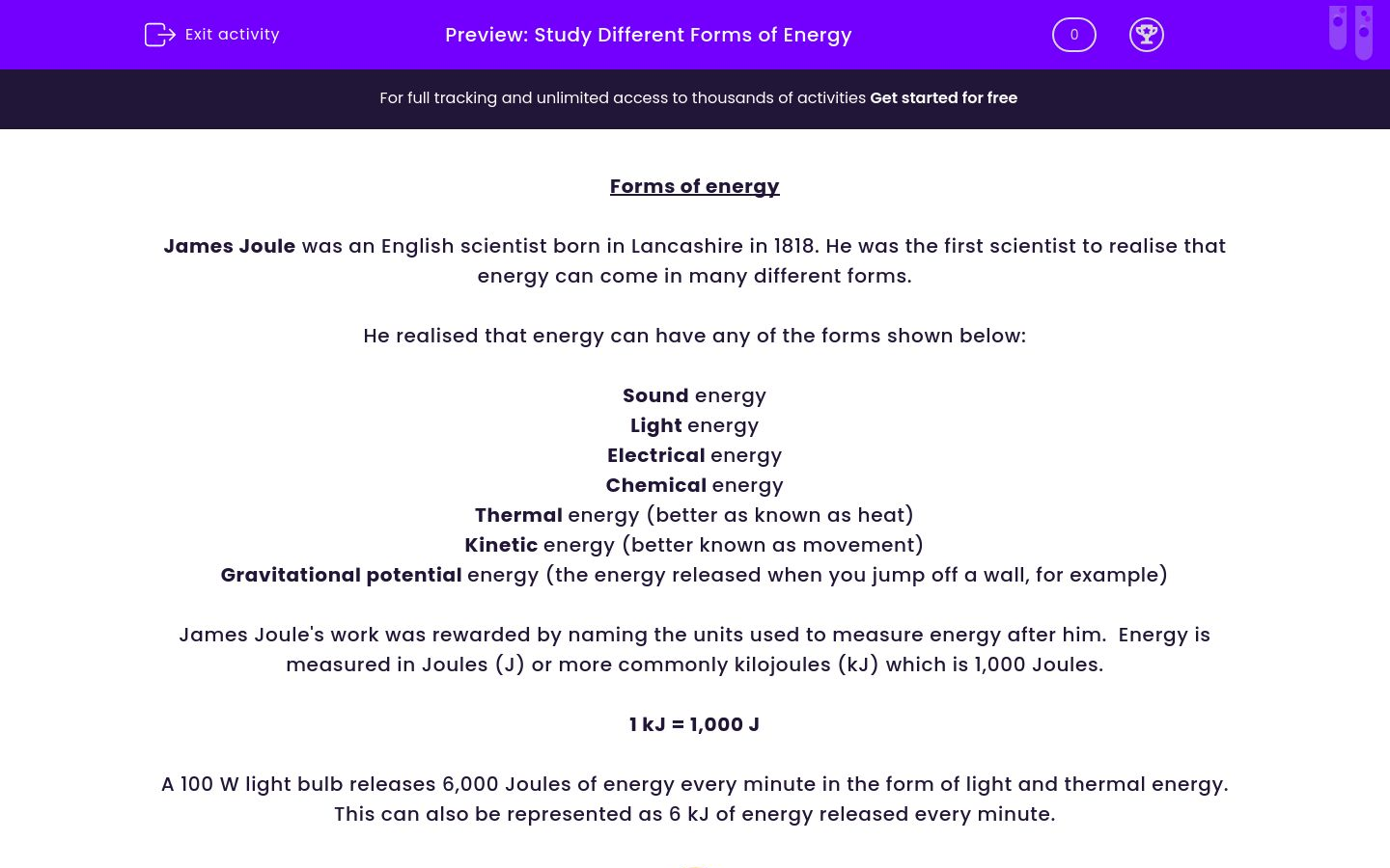 Study Different Forms of Energy Worksheet - EdPlace