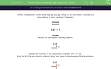'Practise Multiplying Three-Digit Numbers by One-Digit Numbers Using Carrying' worksheet
