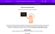 'Understand the Conversion of Energy' worksheet