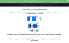 'Practise Identifying Equivalent Fractions' worksheet