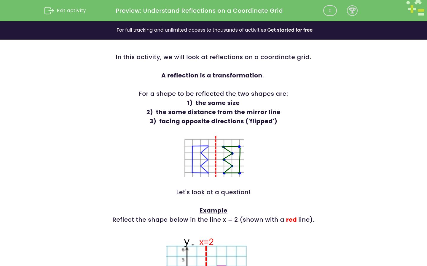 Understand Reflections On A Coordinate Grid Worksheet Edplace 7591