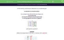 'Understand Reflections on a Coordinate Grid' worksheet