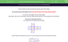 'Calculate the Surface Area of 3D Shapes' worksheet