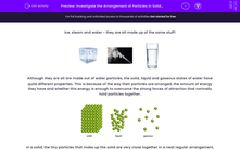 'Investigate the Arrangement of Particles in Solids, Liquids and Gases' worksheet