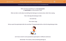 'Learn About Possessive Apostrophes' worksheet