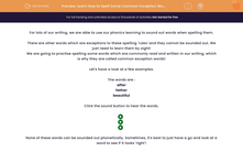 'Learn How to Spell Some Common Exception Words' worksheet