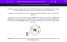 'Investigate the Subatomic Particles in an Atom' worksheet