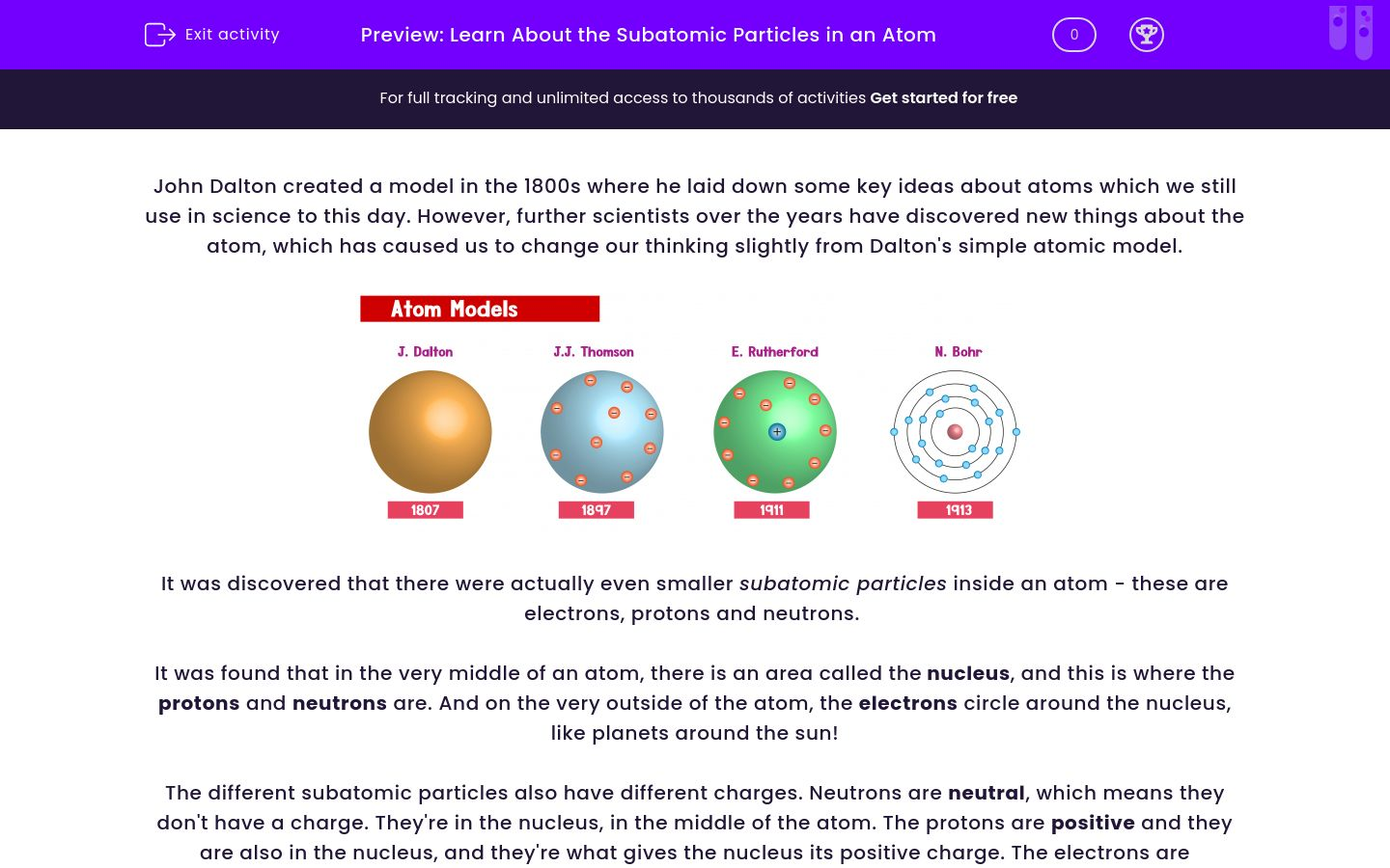 Learn About the Subatomic Particles in an Atom Worksheet - EdPlace
