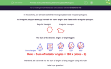 'Calculate Missing Interior Angles of Polygons' worksheet