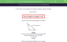 ' Find Missing Angles in Special Triangles' worksheet