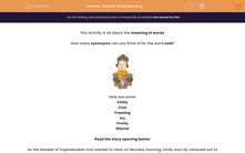 'Identify Word Meaning' worksheet