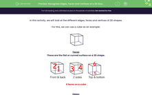 'Recognise Edges, Faces and Vertices of a 3D Shape' worksheet