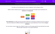 'Identify the Features of a Pure Substance' worksheet