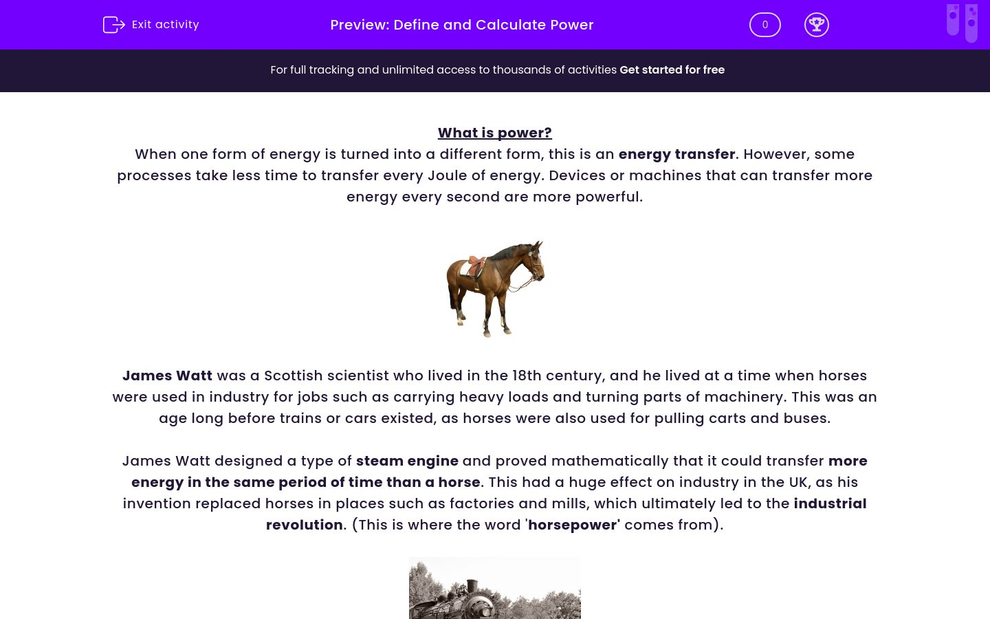 Define and Calculate Power Worksheet - EdPlace