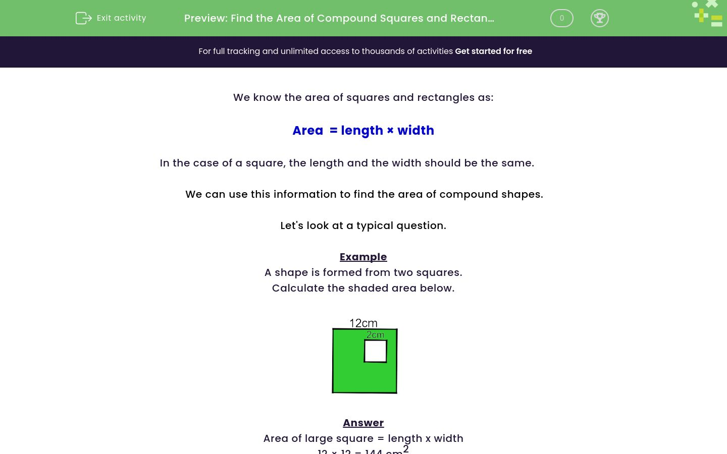 Find The Area Of Compound Squares And Rectangles Worksheet - EdPlace