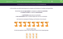 'Order Unit Fractions of Numbers or Quantities' worksheet