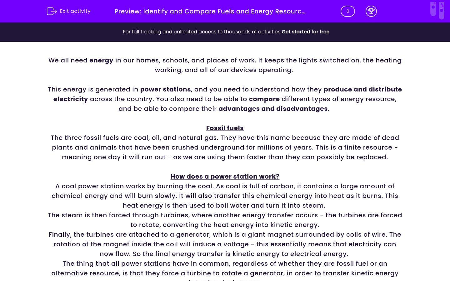 Identify and Compare Fuels and Energy Resources Worksheet EdPlace