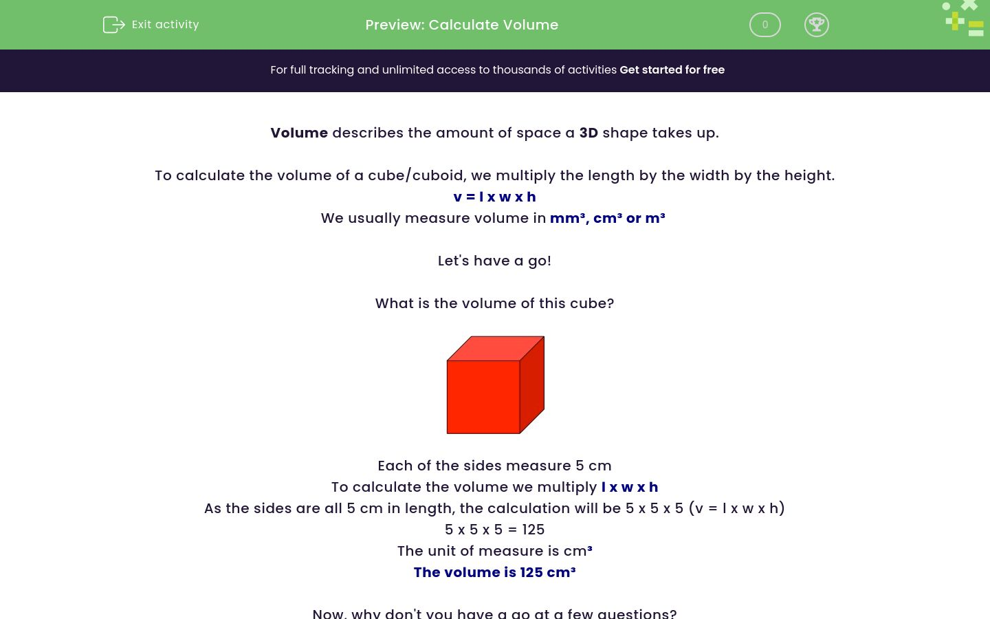 Calculate Volume Worksheet - EdPlace