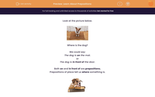 'Learn About Prepositions' worksheet