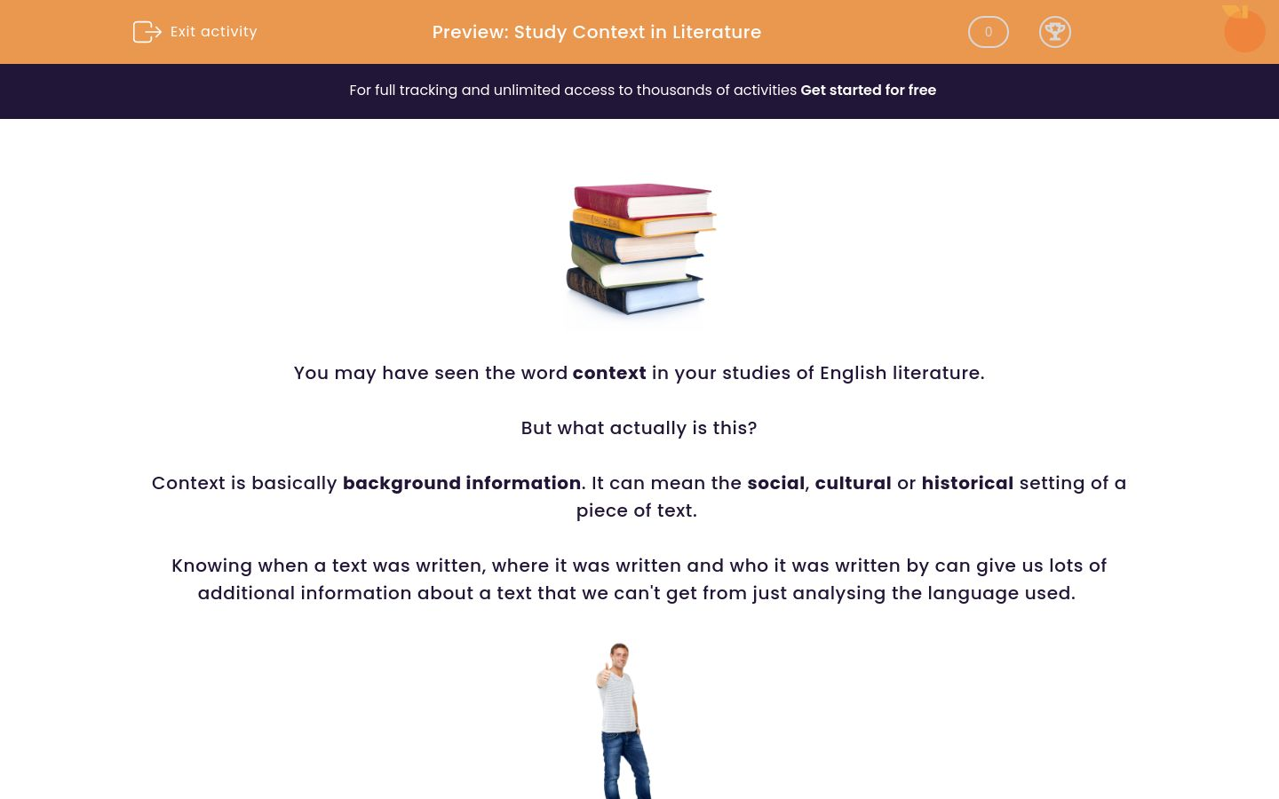 Study Context in Literature Worksheet - EdPlace
