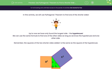 'Use Pythagoras' Theorem to Find a Shorter Side of a Right-angled Triangle' worksheet