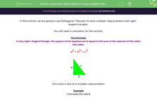 'Solve Multi-step Problems in Right-Angled Triangles Using Pythagoras' Theorem ' worksheet