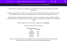 'Understand the Names of Compounds from Chemical Formulae ' worksheet