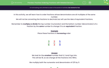 'Practise Ordering Fractions with Related Denominators' worksheet