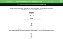 'Practise Multiplying Two-Digit Numbers by One-Digit Numbers using Carrying' worksheet
